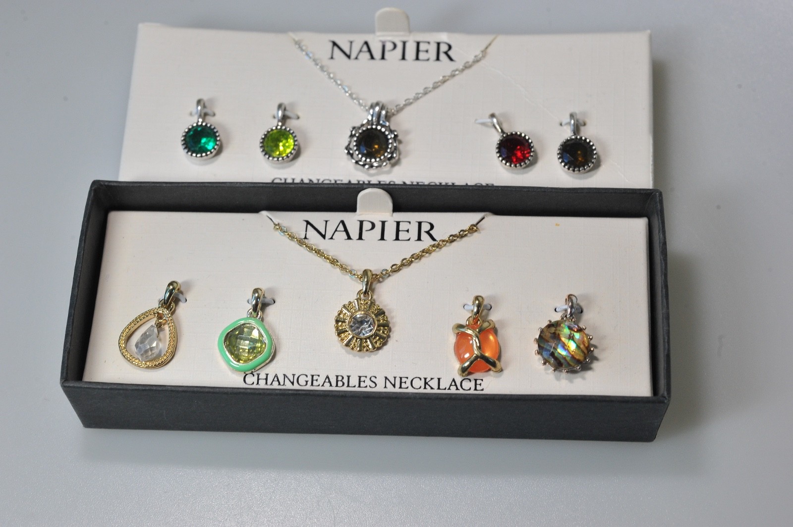 Napier Changeables Necklace  LOT  gold silver tone Pendants A