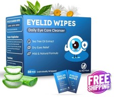 Tea Tree Eyelid  Lash Wipes 30 Pack Soothing Cleansing for Styes  Dry Eyes