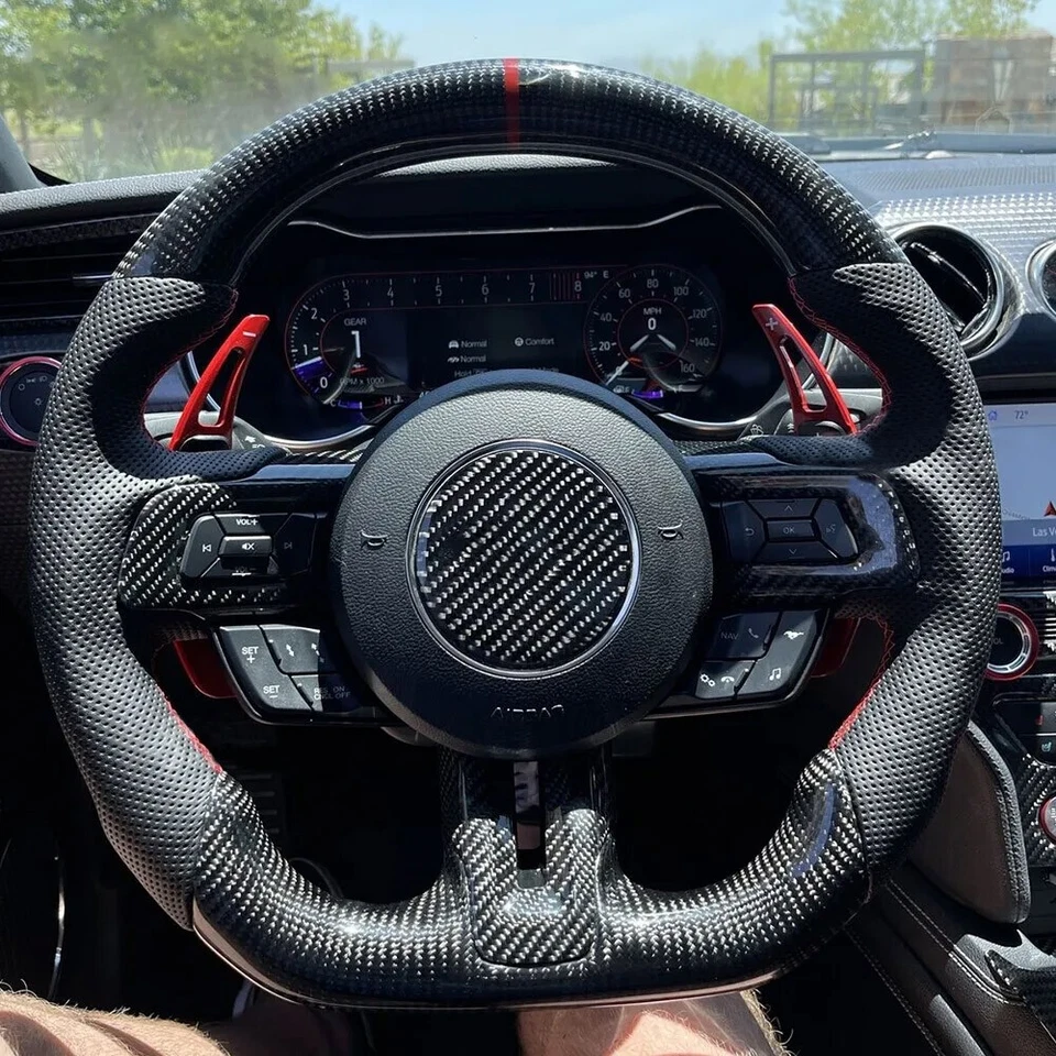 Real Kohlefaser Smart LED Lenkrad LED Performance für Ford Mustang GT 2015-2023 - Bild 4 von 4