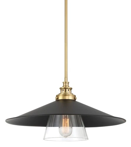 Minka Lavery 1406 Segan 1 Light 20"W Pendant - Coal / Soft Brass - Picture 1 of 8