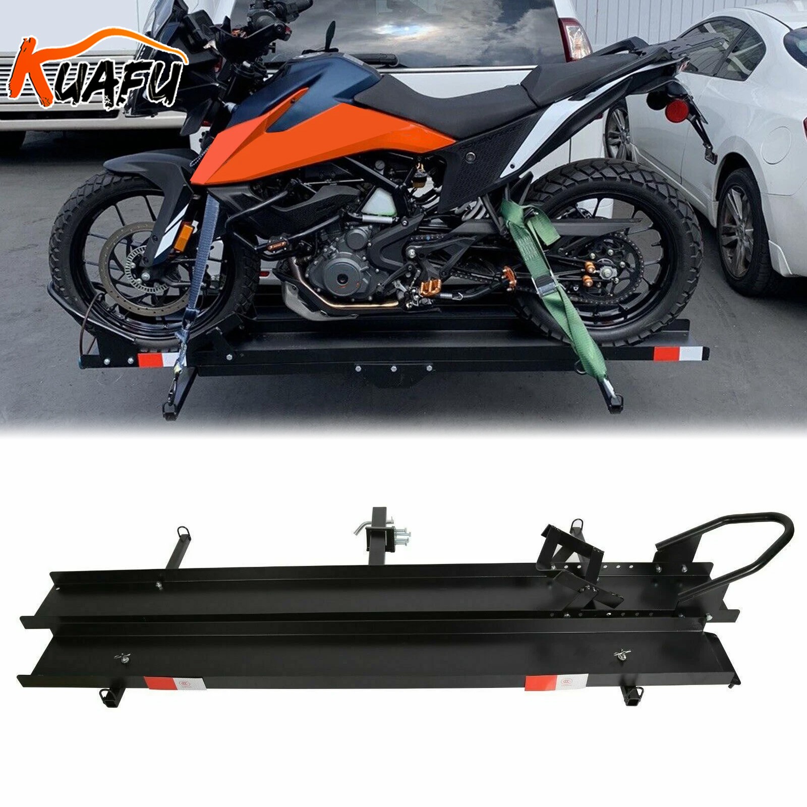 600LBS Motorcycle Carrier Mount Dirt Bike Rack Hitch Hauler Steel W/Loading Ramp