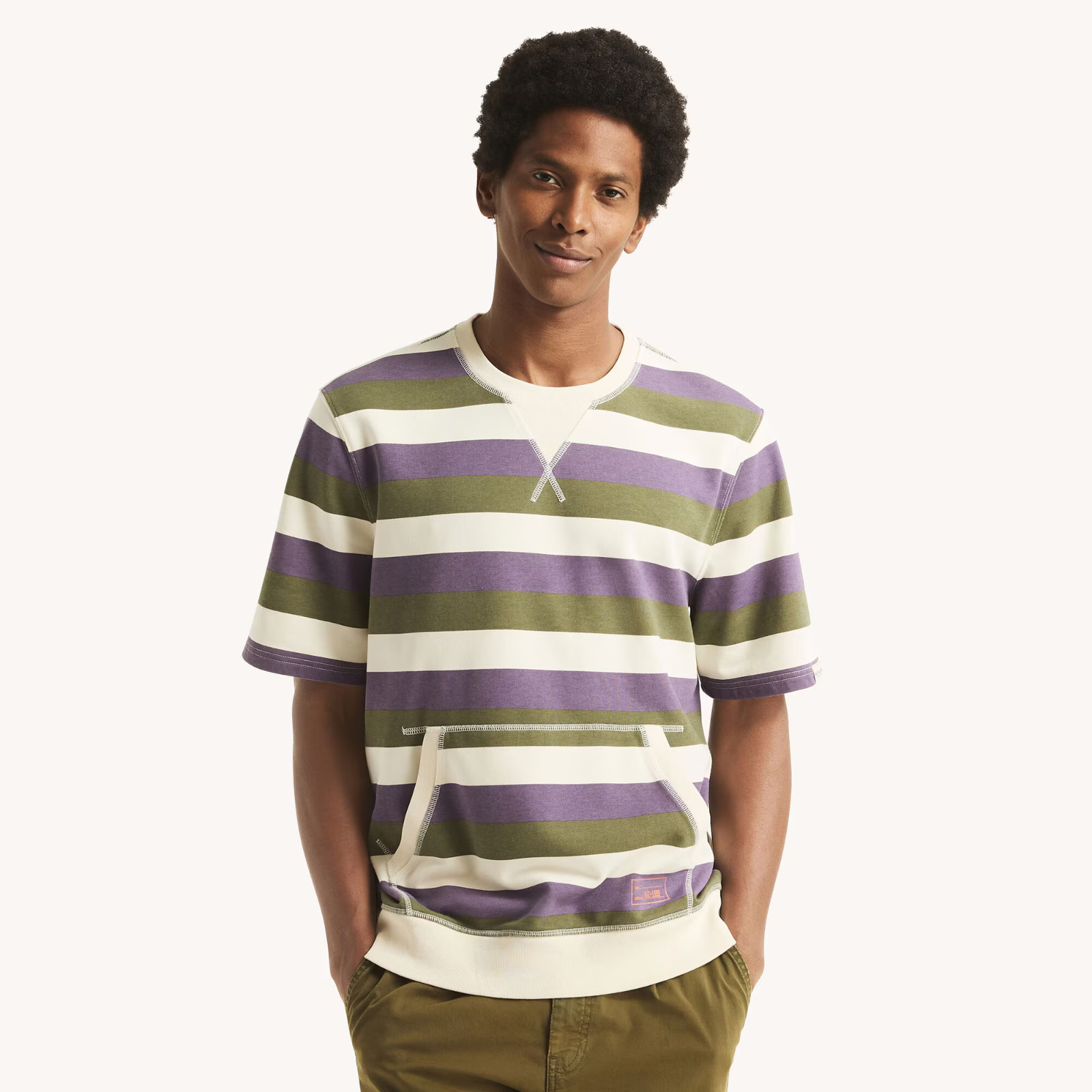NAUTICA JEANS CO Striped Grape Pocket T-Shirt Classic Fit Cotton Lightweight 2XL 3890₽