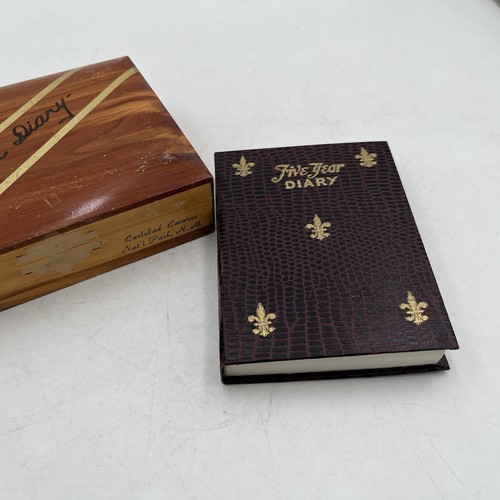 Nuevo diario de 5 años de oro marrón de colección con caja de almacenamiento de baratijas de madera de cedro años 50-60 - Imagen 4 de 15