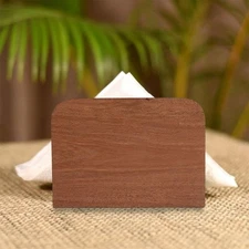 NEW Rustic Wooden Napkin Holder Stylish Upright Premium Acacia Wood Open Top