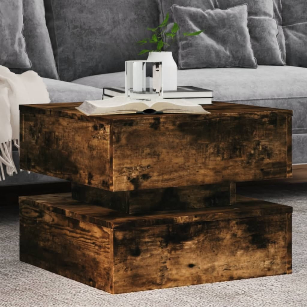 Coffee Table Smoked Oak Engineered Wood Lights Coffee Table