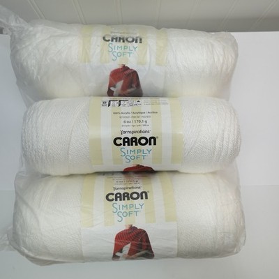 Caron Simply Soft Yarn White #9701 - 6 oz / 315 yds Skein Lot of 3