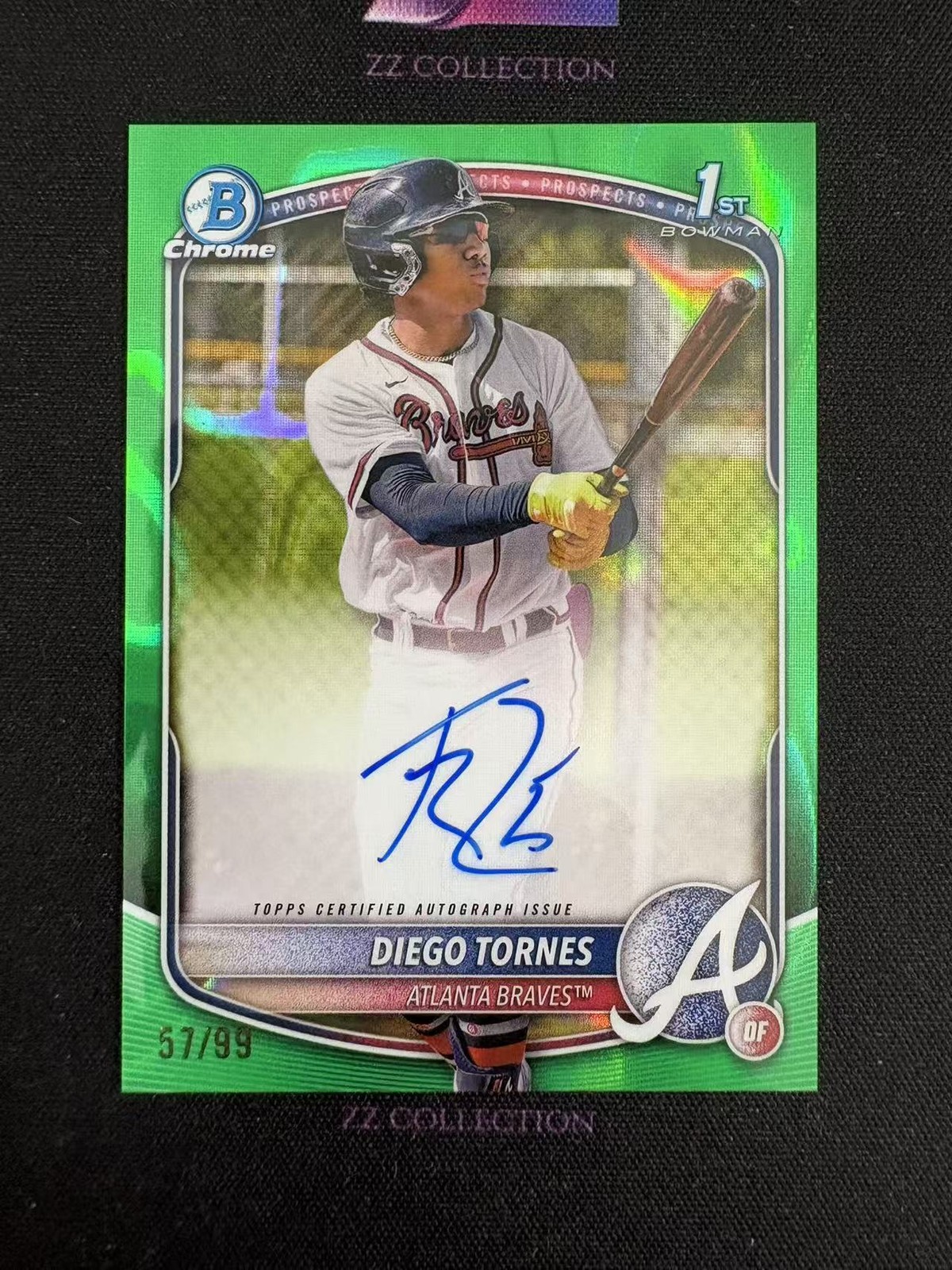 2025 Bowman Chrome Diego Tornes 1st 57/99 Chrome Prospects Auto Green Lava -EGG