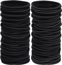 100pcs Womens Elastics Hair Tie, 4MM Black Ponytail Holders Hair Bands, 2 Inch