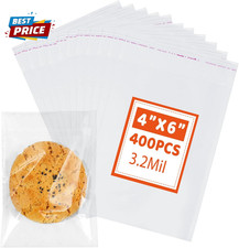 400 PCS Thick 3.2Mil Clear Self Sealing Cellophane Bags 4X6 Inches Cookie Bags S