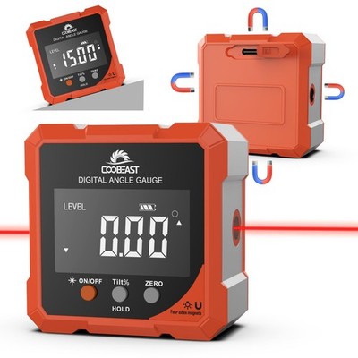 Digital Angle Finder with Laser, 4-side Magnetic Digital Angle Gauge, Recharg...