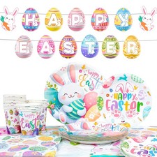 Happy Easter Party Supplies Serves 20 PartyTableware Set 