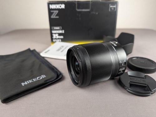 Nikon NIKKOR Z 35mm F/1.8 S Lens, Mint, with hood, box, caps, sleeve, manual
