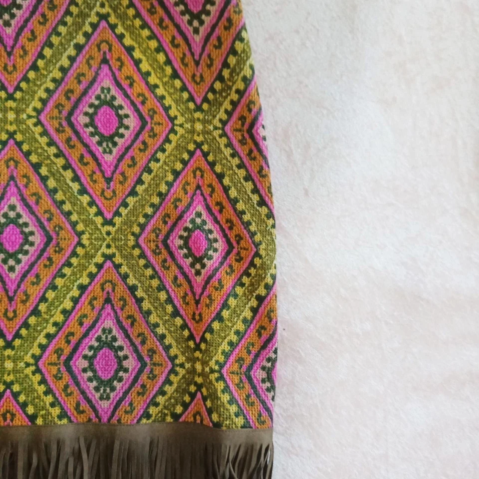 Falda Vaquera Justice Única Marrón y Rosa Flecos Talla Mediana Foto 4 de 4