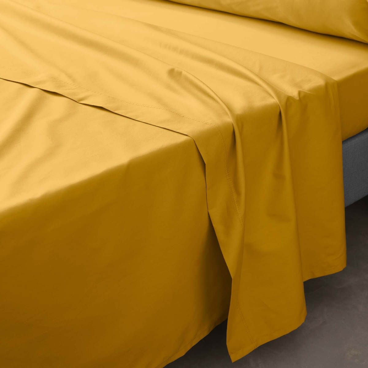 Drap plat 240x300cm Curry collection Percaline en pur coton
