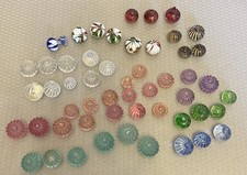 Vintage Blown Art Glass Baubles Multicolor Ribbed Flat Bottom Nipples 52P LOT