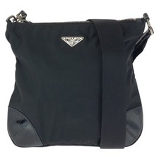 Prada Tessuto Nylon Enamel Shoulder Bag Women Black One Size