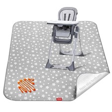 Splat Mat for Under High Chair, Non Slip Waterproof 42x46-inch, Grey Star
