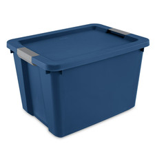 Large Storage Bin, 20 Gallon Plastic Storage Container with Latch Lid, Blue