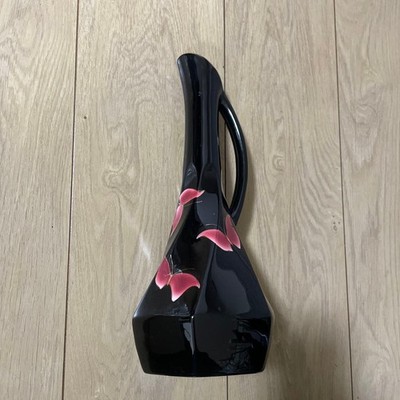 Japanische Cloisonne Vase Kokusui Shippo schwarz Emaille Blumenvase