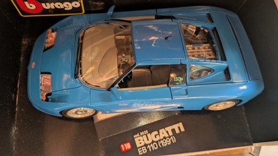 Burago Bugatti EB 110 Modellauto Blau / Blue Model / Ferrari F40