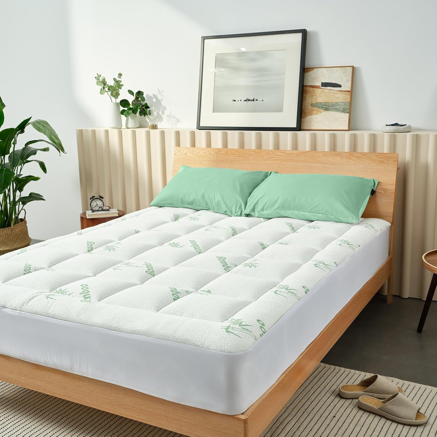 Ultra Soft King Size Mattress Topper - Viscose Made from Bamboo Pillow Top Mattr