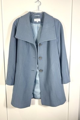 Cotswold Collections Wool Cashmere Coat Blue Women s 14 Classic Button Front