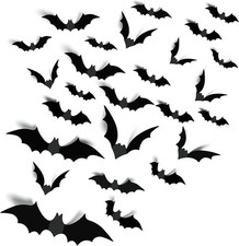 140Pcs 3D Bats Halloween Decorations Realistic PVC Wall Decor