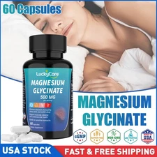 Magnesium Glycinate 500mg - 60 Capsules For Sleep Stress Relief Support Bone