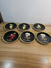 Set of 6 The Sakura Table Vintage Posters Motif Stoneware Canape Plates Barware