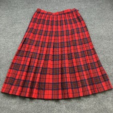 Vintage 70  s Pendleton Skirt Women Size 16 Red Leslie Tartan Plaid Virgin Wool