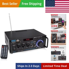Pyle 200W Wireless Bluetooth Stereo Power Amplifier - Dual Channel Audio Receive