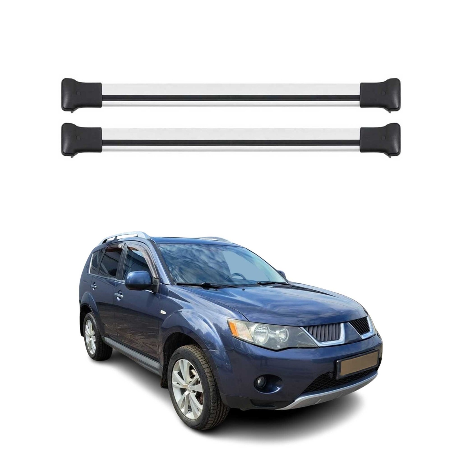 Barres de toit Outlander 2008-2012 en aluminium gris pour partir en vacances en famille