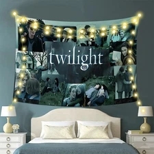 1pc The Twilight Saga Peach Light Beige Tapestry - Vibrant Green Stripes & Chara