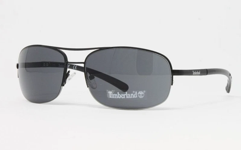 Timberland TB7113-02A Men's Sunglasses Matte Black 61mm Aviator Half Rim Metal