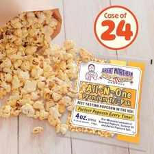 4oz Popcorn Machine Popcorn Packets All-in-One by Great Northern Popcorn 24 Case