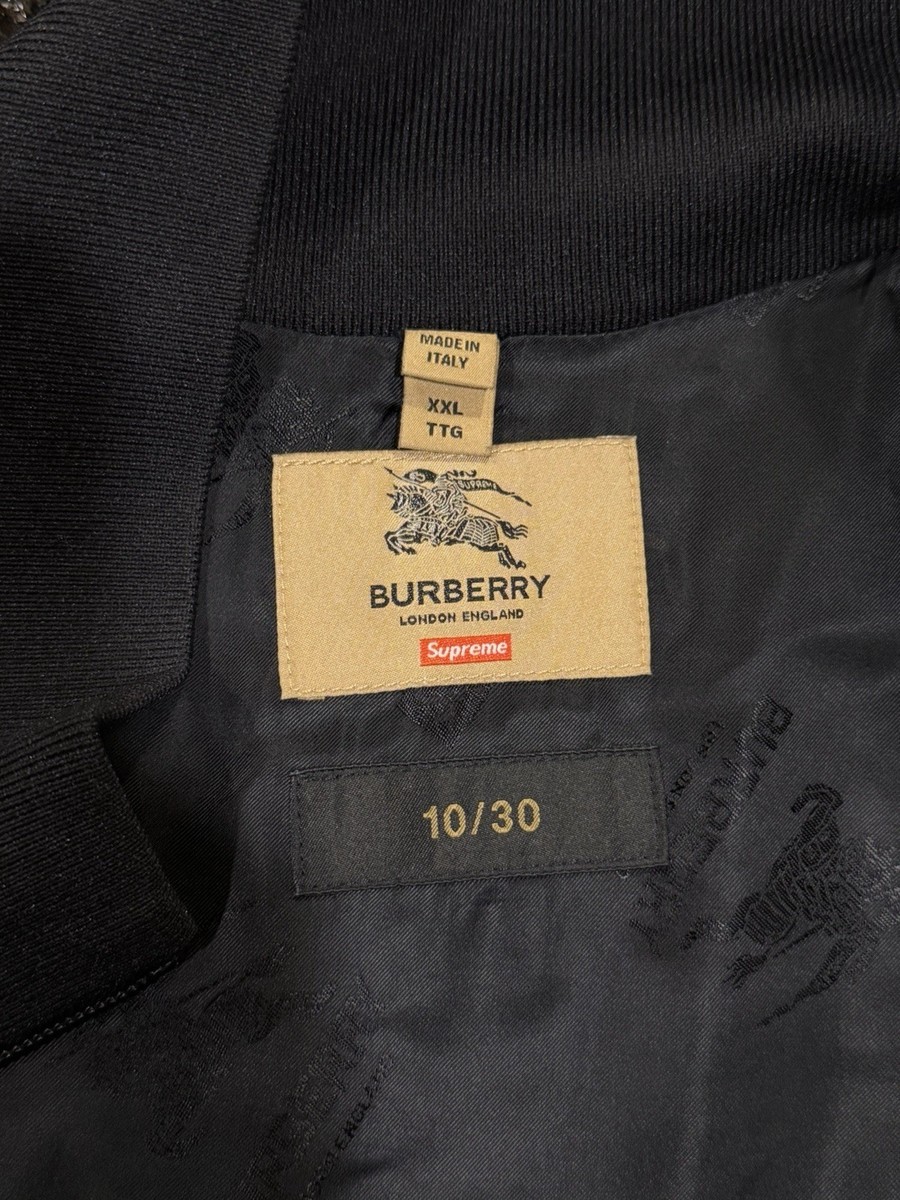 Supreme Burberry Black Embroidered Leather Zip Jacket | eBay