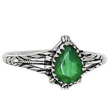 Natural Green Onyx 925 Sterling Silver Ring s.6 Jewelry R-1345