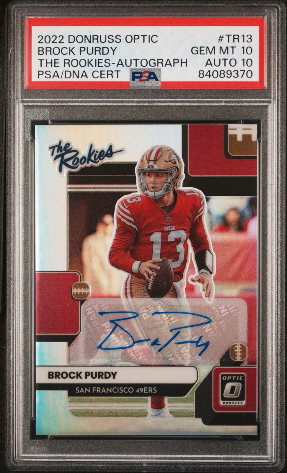 /99 Pop 3 SP 2022 Donruss Optic Brock Purdy The Rookies Auto PSA 10 Auto 10