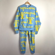 Vintage Y2K Champion Reverse Weave All Over Logo Sweatshirt Set Small Streetwear