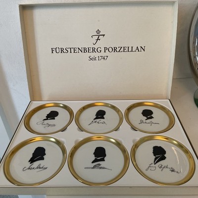 Berühmte Komponisten 6 Teller OVP Scherenschnitt Fürstenberg Porzellan Goldrand
