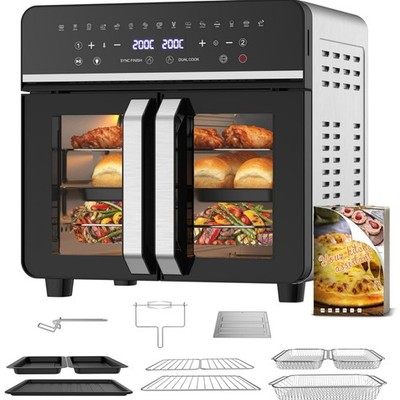 Hot Air Fryer XXL Family 23L French Doors Dual Zone Kochen Backofen
