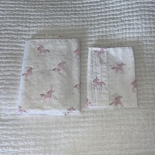 POTTERY BARN KIDS Unicorn Rainbow Cotton TWIN FLAT Sheet 1 Pillowcase