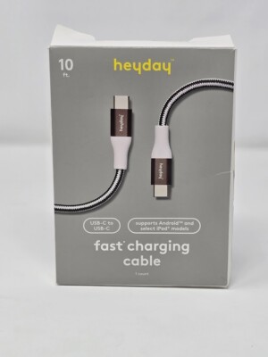 10' USB-C to USB-C Braided Cable - heyday  Black/White/Gunmetal