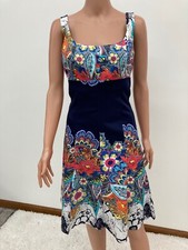 Nine West Sundress Split Navy Floral Swing Bottom Full Sweep Size10