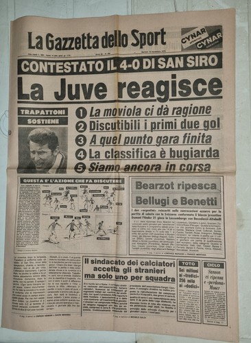 GAZZETTA DELLO SPORT 13 NOVEMBRE 1979 INTER-JUVENTUS - TRAPATTONI - BELLUGI
