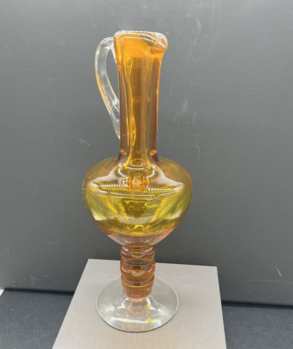Bischoff AMBER Bubble Stem Decanter Bottle Hand Blown Glass Vintage Mid Century - Picture 6 of 12