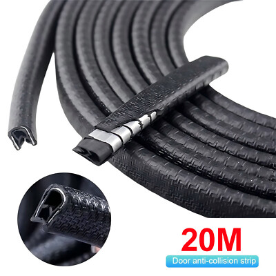 20m Car Door Trim Edge Strip Lock Guard Moulding Rubber Seal Protector Black NEW