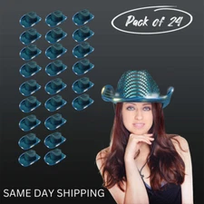 Light Up Cowboy Hat LED Light Up Fun Flashing Teal Sparkly Brim Cowgirl 24-Hat