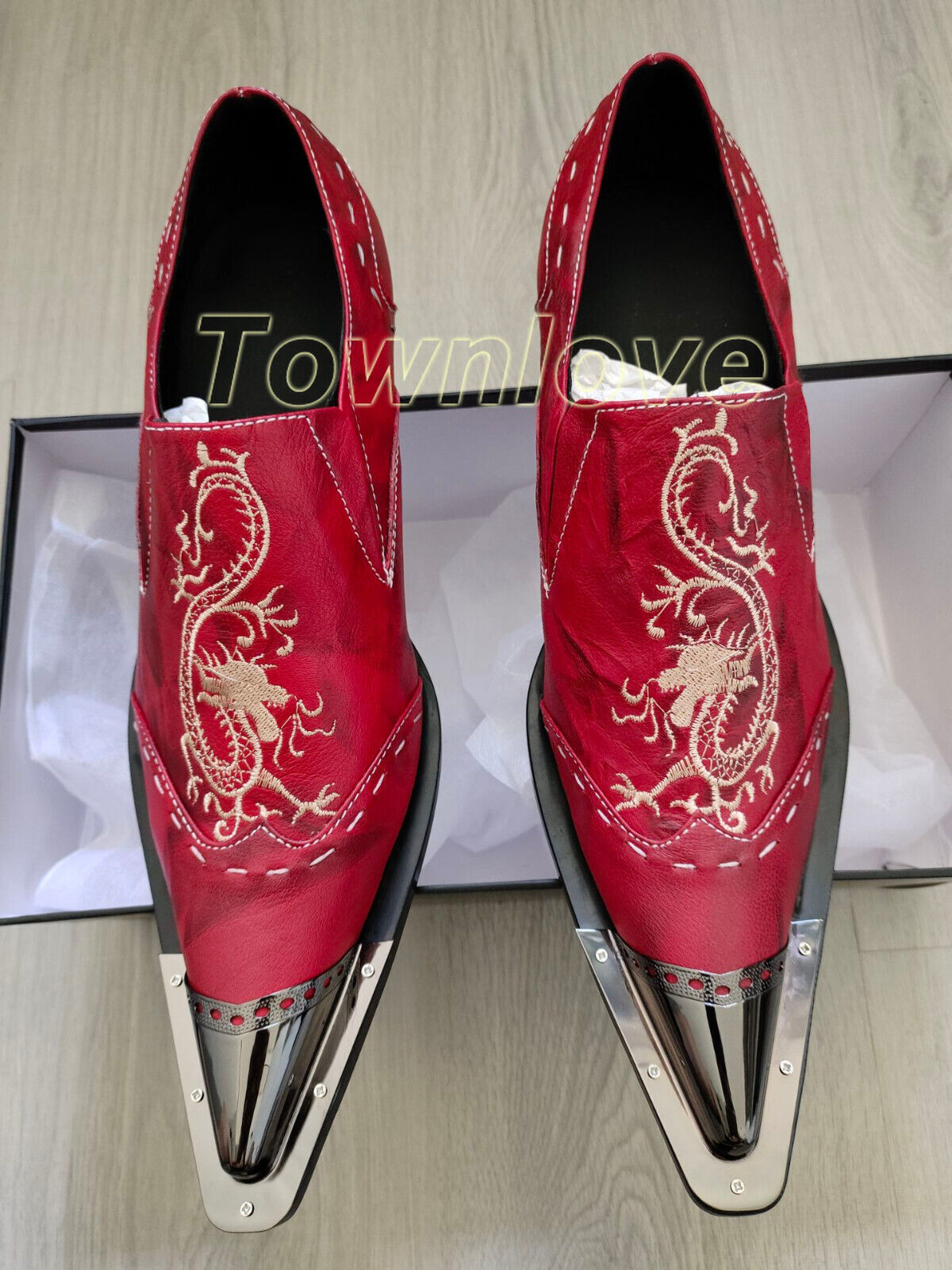 SAOLA Scarpe slip on casual Oxfords Dragon da uomo punta punta punta punta in pelle mazza brogue