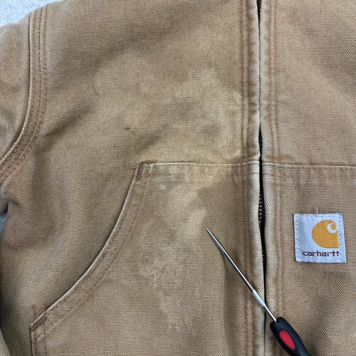 Carhartt Jacket Full-Zip Washed Duck Active Hooded Boys Small Tan Cotton *READ* - Picture 3 of 12